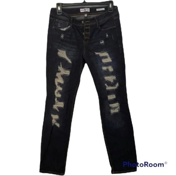 Black Daisy Jamie Relaxed Skinny Distressed Jeans - Picture 1 of 9